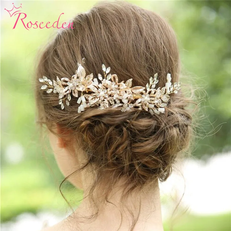 

Bridal Hair Comb Accessories Wedding Hair Combs Jewelry Handmade Flower Women Headband Pearl Rhinestone Bride Headpiece RE3228