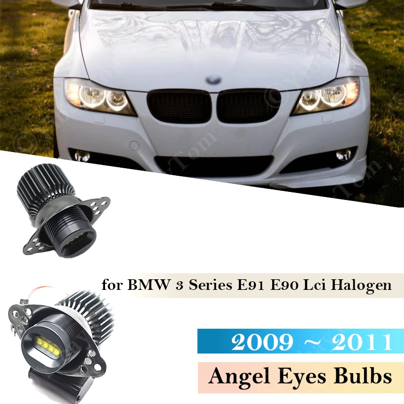 160W Pair LED Angel Eyes  Ring Marker DRL Light Bulb Lamp Canbus Error Free For BMW E90 E91 318i LCI 2009 ~ 2011 Car Styling