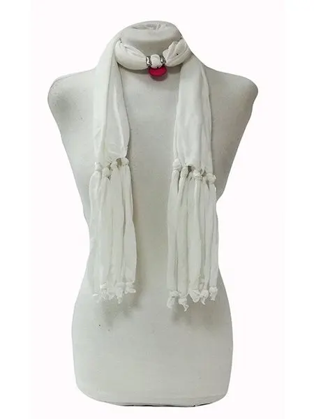 Scarf women's scarf with jewel. Scarf made of cava colored knitted fabric with Jewel adornment