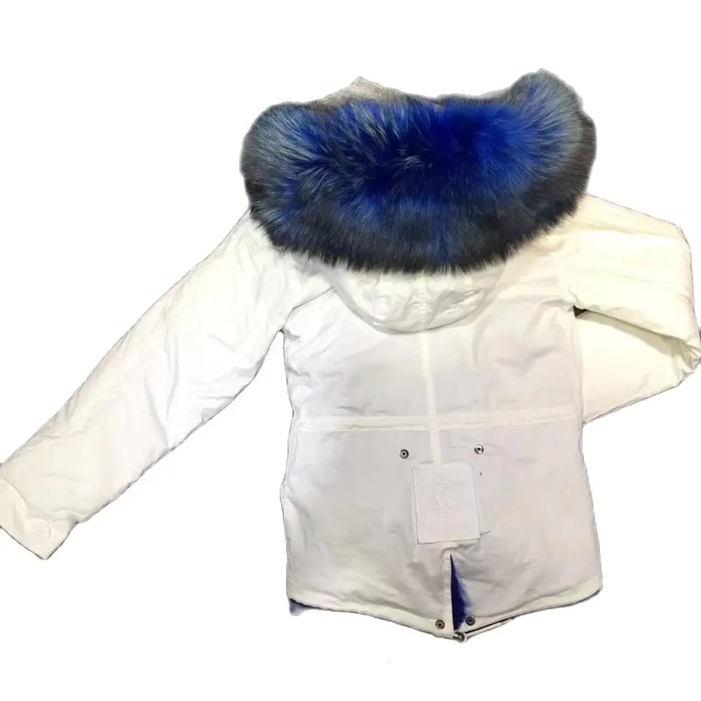 Distinctive Pelz Parka Mit Echt Fox Pelz Futter Frauen Mantel Warm Mode Outwear Mit Blau Kragen