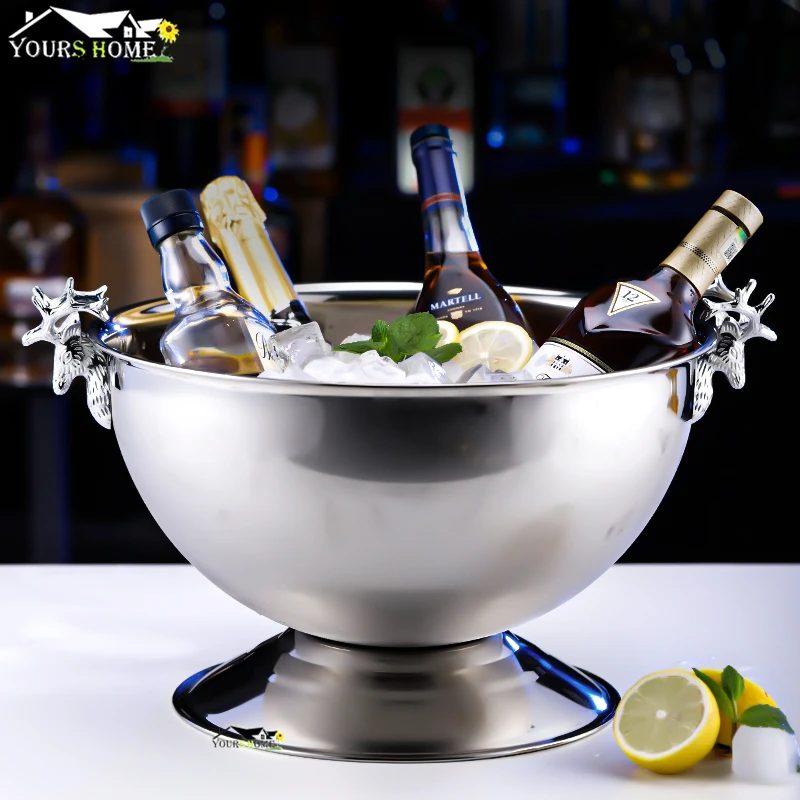 

13L Stainless Steel Ice Bucket Deer Head Wine Champagne Granule Tube Champagne Barrel Ice Wine Barrel Barware