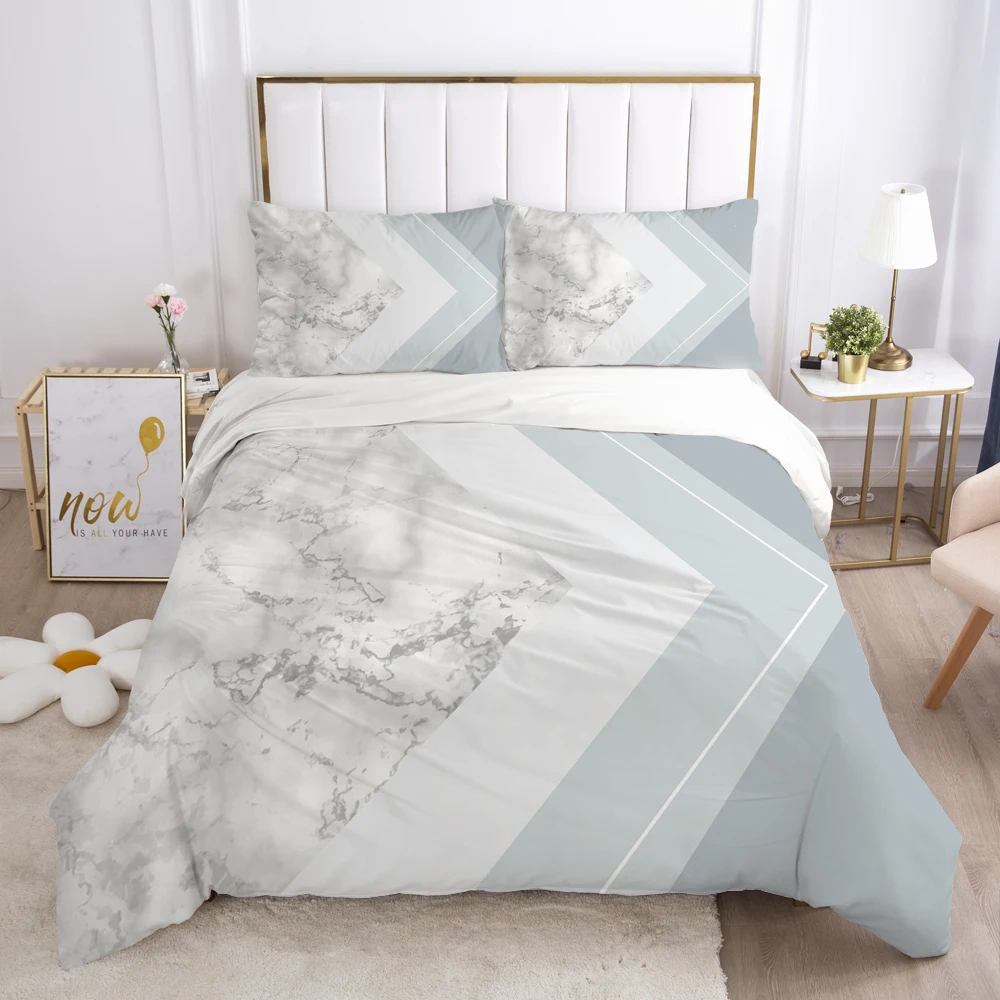 3D Bedding Set Comforter Duvet Cover Pillowcases Luxury Bed Linens Bed Set Queen King Europe Russia Size Nordic Marble Triangle