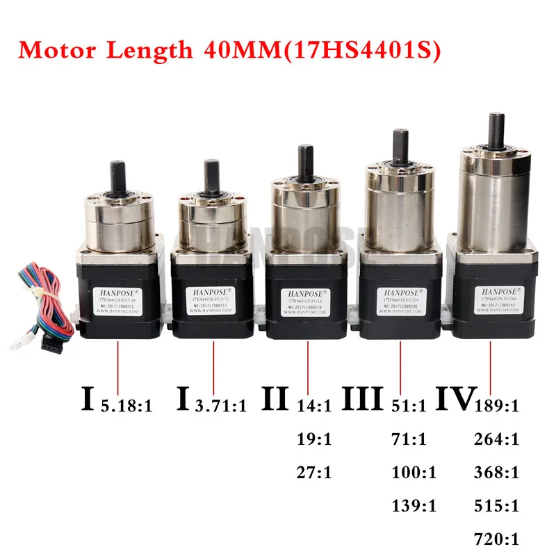 1PCS  Stepper Motor Nema 17 Planetary geared Gearbox All Ratio3.71-1 17HS2408S  3401S 4401S 6401S 8401S  motor For 3D Printer