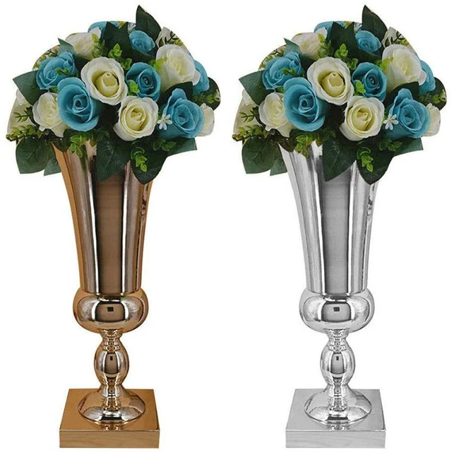 20pcsMetal Trumpet Vase Wedding Centerpieces Large Flower Vase Stand Props for Party Birthday Events Ceremony Desktop Center 413