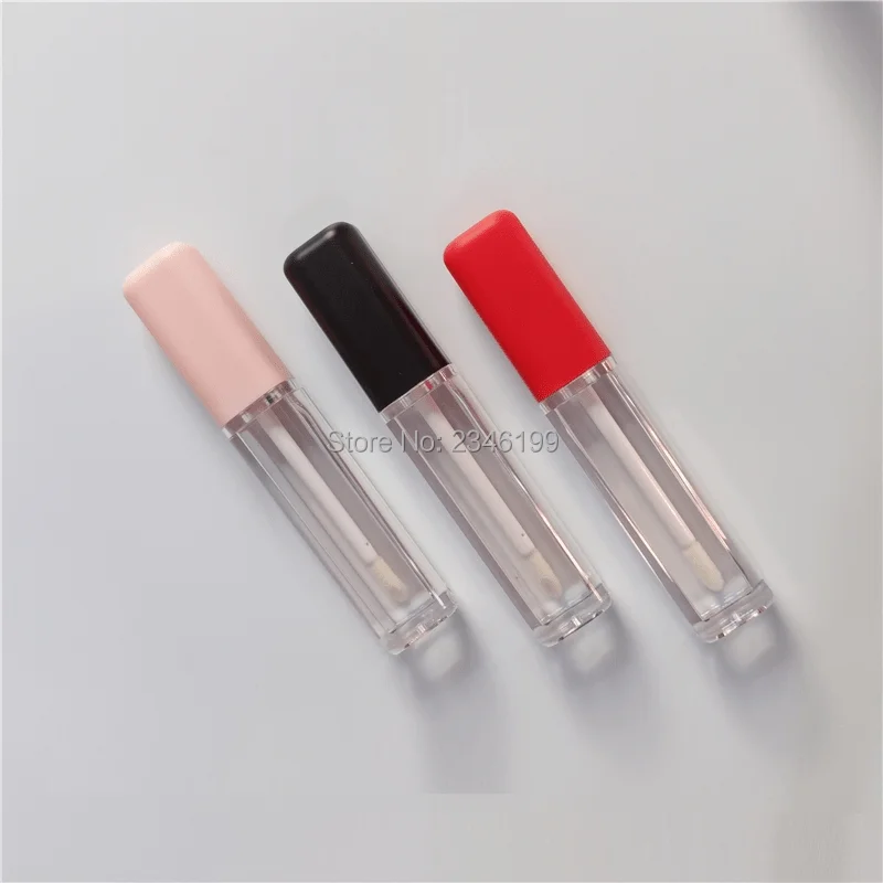 50/100Pcs New Arrival Clear Square Lip Gloss Packaging Container 6ml Empty Plastic Lip Gloos Tube With Wand Refillable Bottles