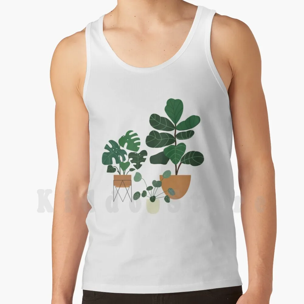 Plant Friends Tank Tops Vest 100% Cotton Plant Plants Monstera Pilea Tropical Plant Lover Plant Lady Fiddle Leaf Fig