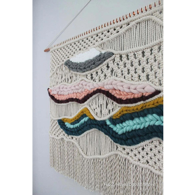 Colorful Hand Woven Tapestry Gorgeous Macrame Bohemian Chic Wall Hanging For Home Decoration Living Room Apartment Dorm 80*80CM