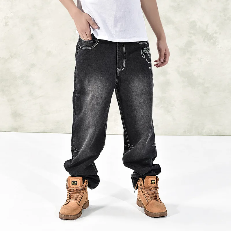 46 Plus Size 2021 Summer High Quality Chic Men\'s Baggy Male Casual Denim Straight Pants Fashion Jeans Loose Trousers Streetwear