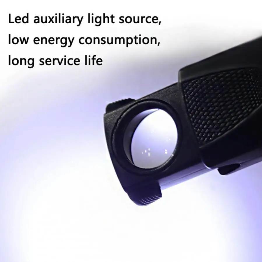 45X عدسة قراءة مكبرة صغيرة قابلة للطي جيب المكبر لقراءة عدسة Led مكبرة مجوهرات العدسة طوابع زهرية القماش مضيئة