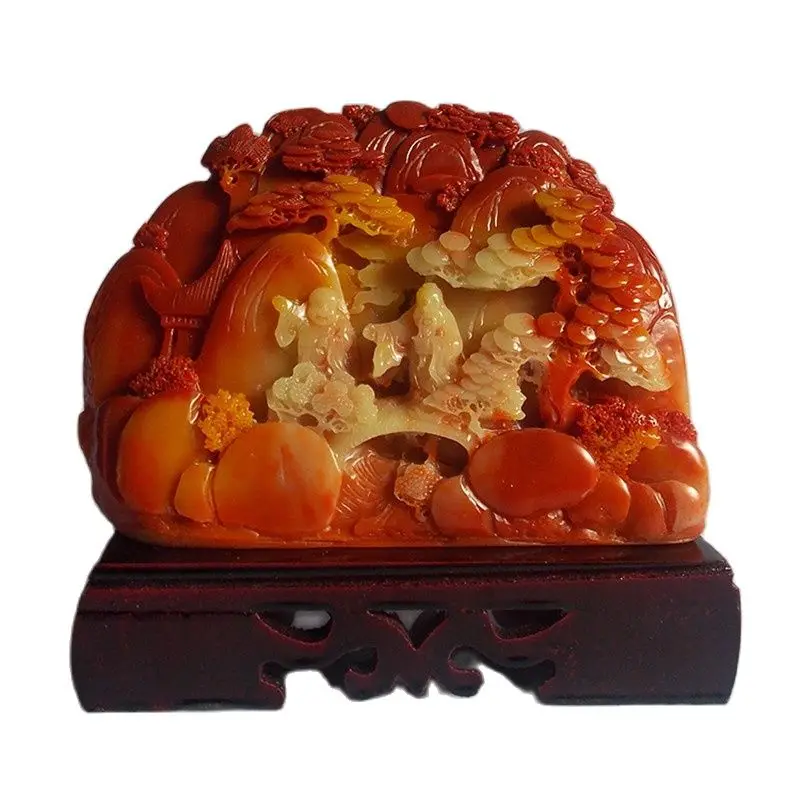 

China Shoushan Stone Carving Into Elegant Decoration Home Furnishing Feng Shui Stone Crafts