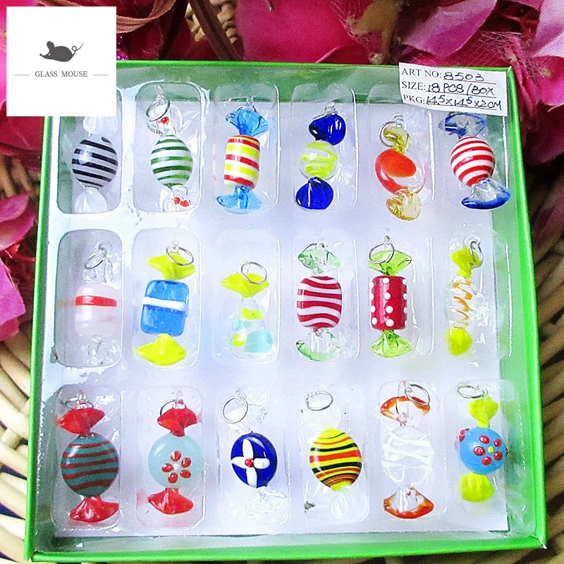 18 Types Vintage Murano Style Miniature Glass Sweets Candy Ornament For Home Party Wedding Christmas Festival Decorations Gifts
