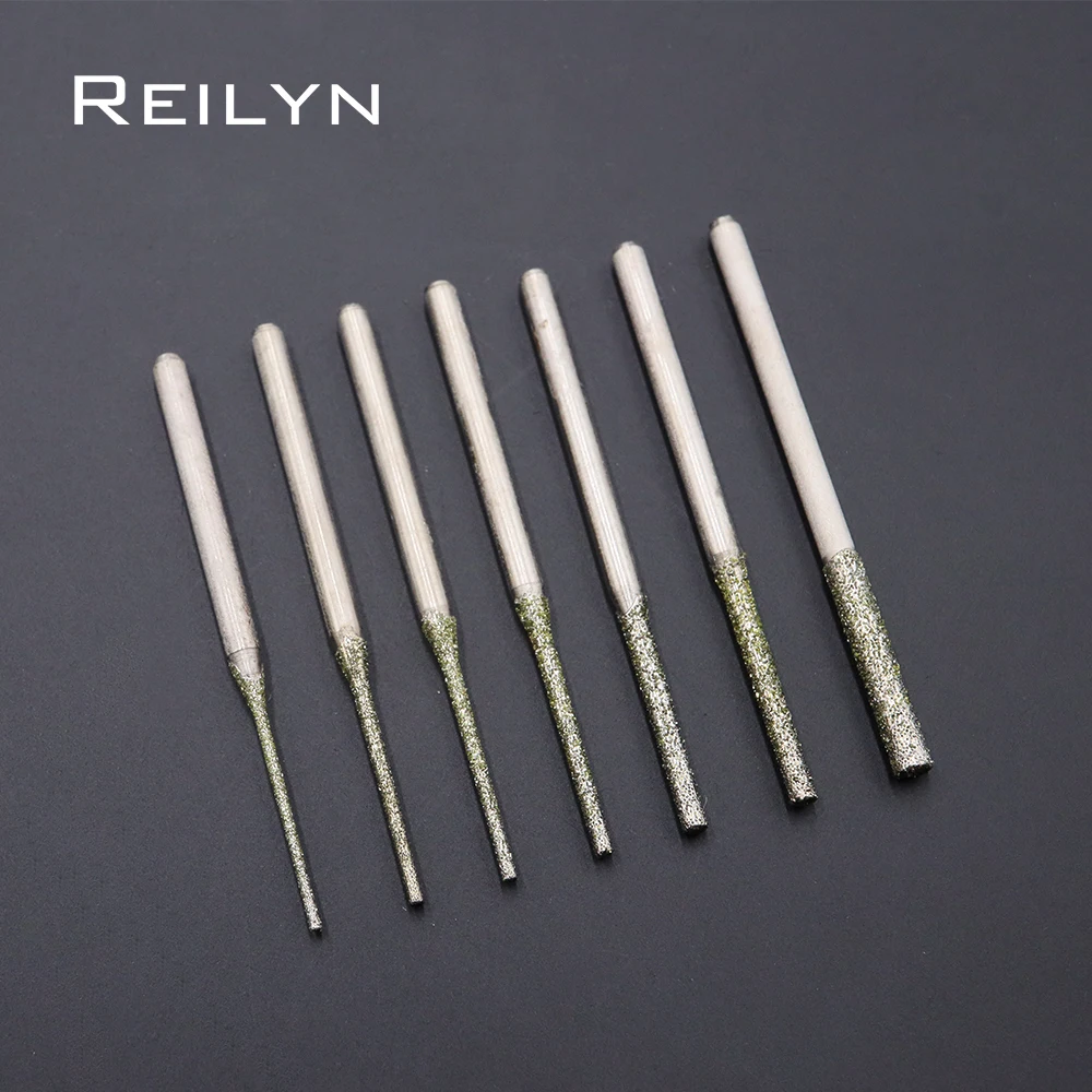 50pcs shank 2.35mm Ultra-Long Diamond Teeth Grinding Bits Diamond Drilling Bits Holes Drilling Bits for Stone Jade Working