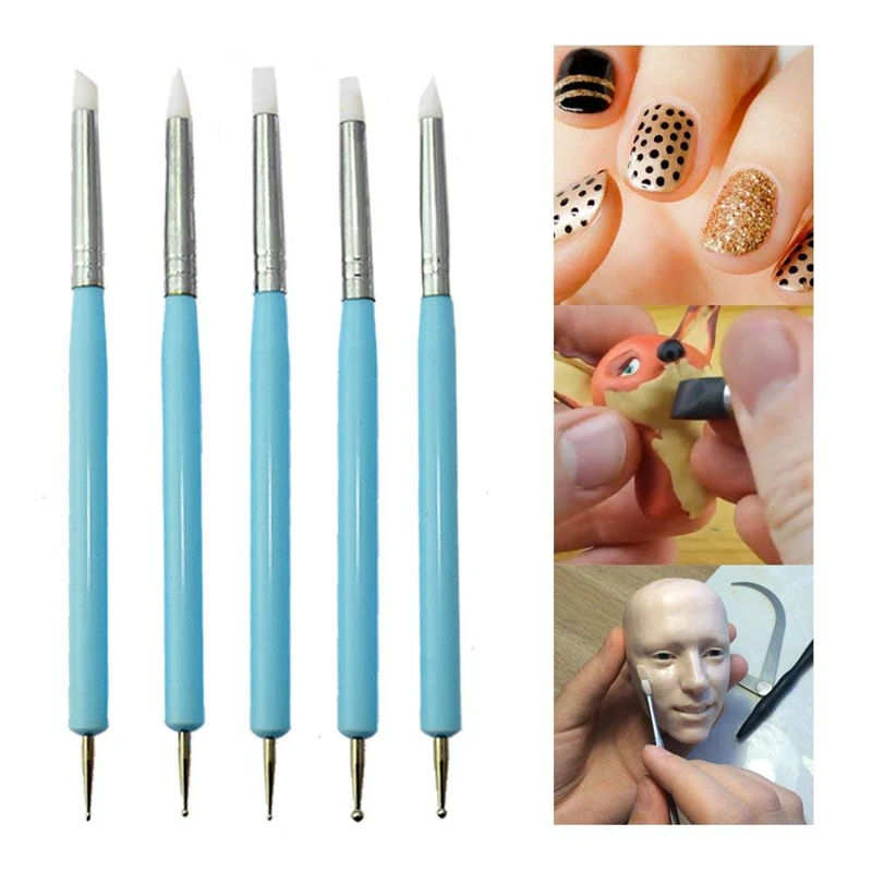 13pcs Polymer Modeling Clay Sculpting Tools, Dotting Pen, Silicone Tips, Ball Stylus, Pottery Ceramic Clay Indentation Tools Set