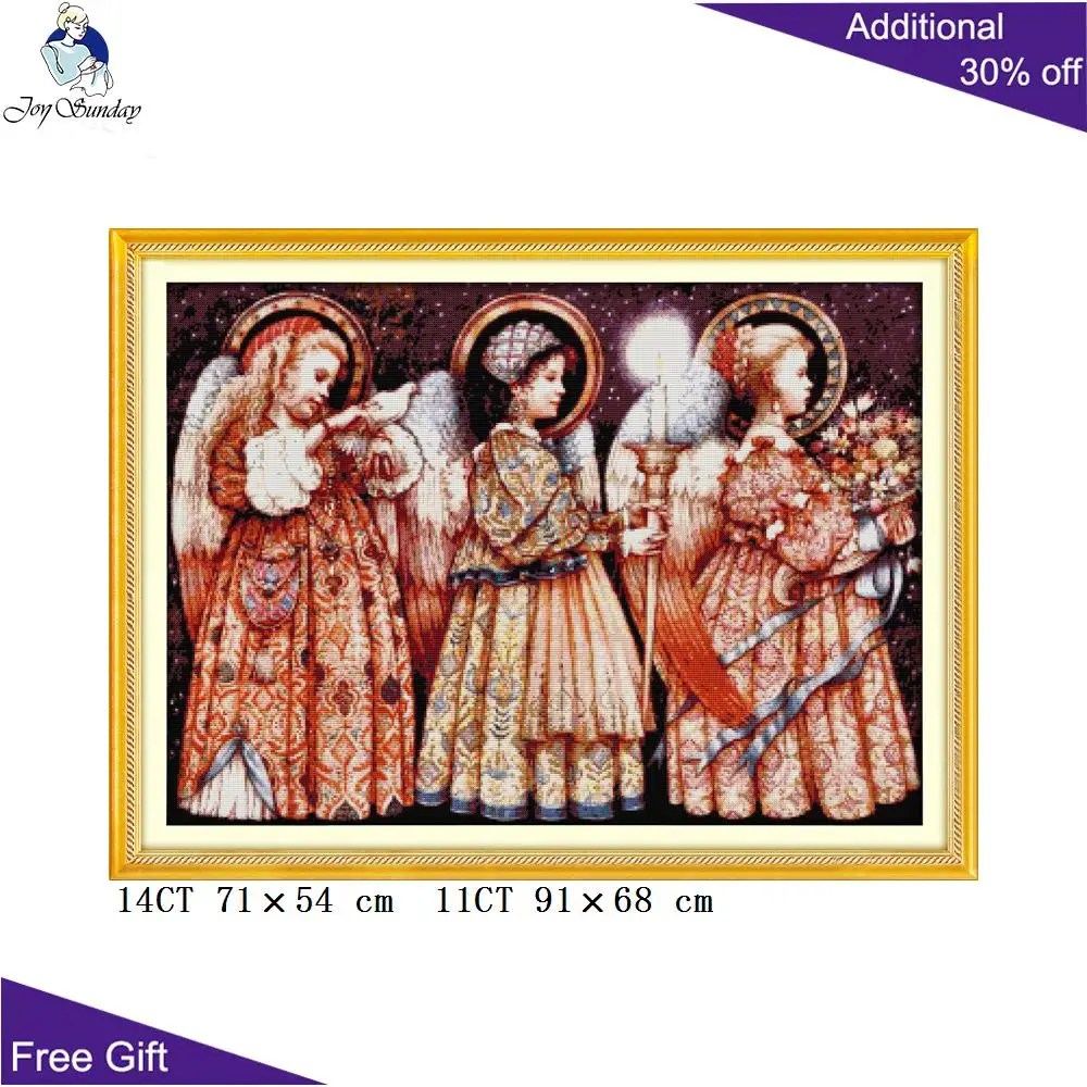 Joy Sunday Angels needpoint, kit punto croce, decorazioni per la casa, i tre piccoli angeli, R569(2), R582, RA234, RA300