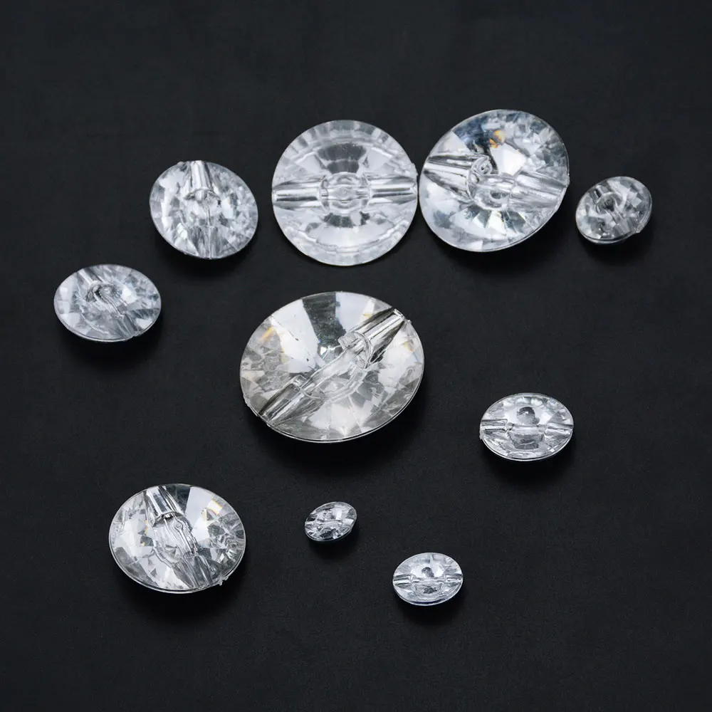 10pcs Acrylic Rhinestone Button 10MM To 35MM Crystal Buttons UFO Shape For Shining Clothing Sofa Craft Sewing Accessories