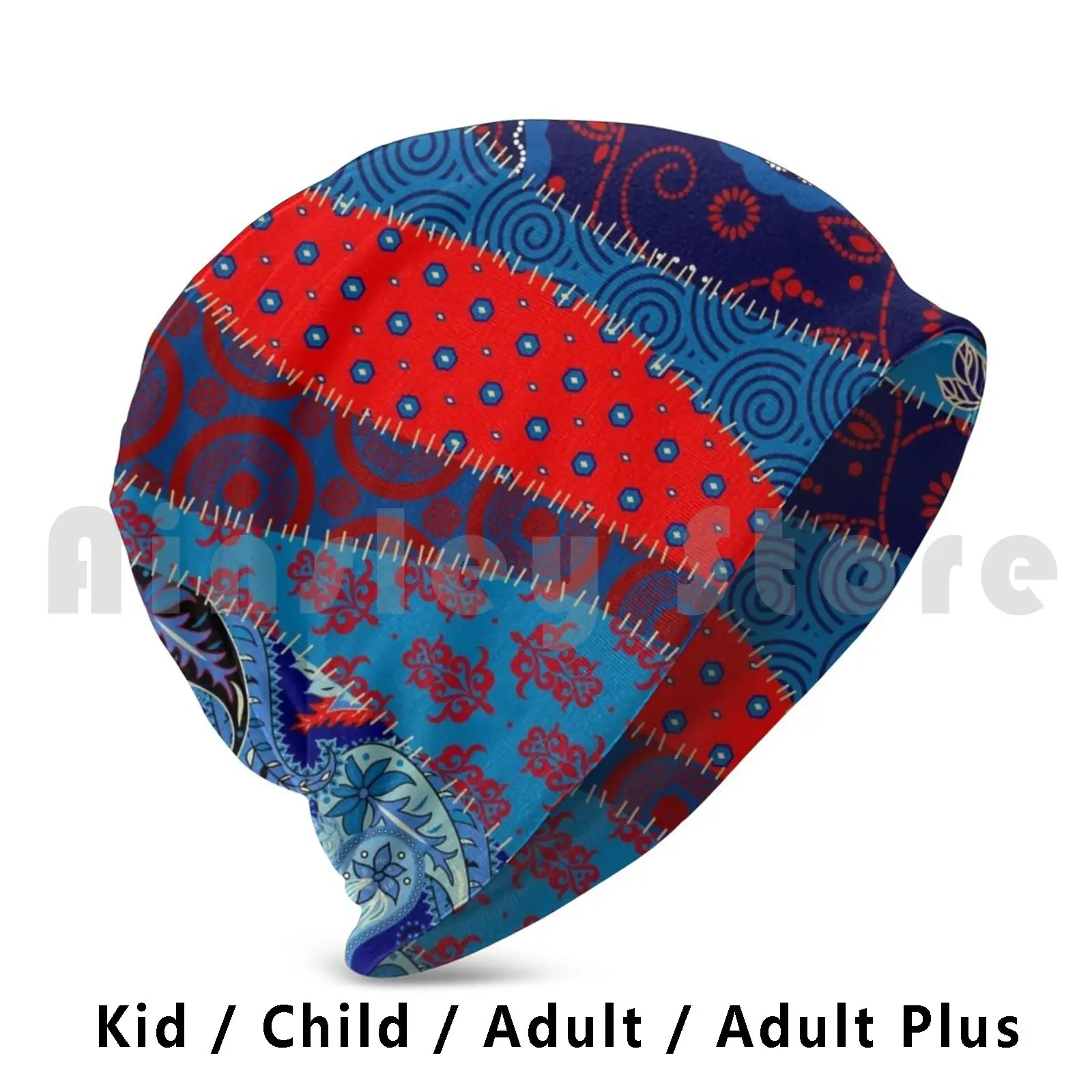 Patchwork Pattern Beanies Knit Hat Hip Hop Patchwork Squares Tartan Patches Surface Surface Paisley