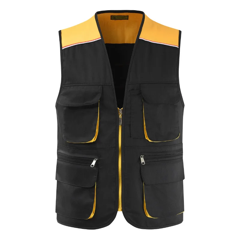 

Black Summer Outdoor Work Safari Fishing Travel Photo Vest with Pockets For Men Working Waistcoat Sleeveless