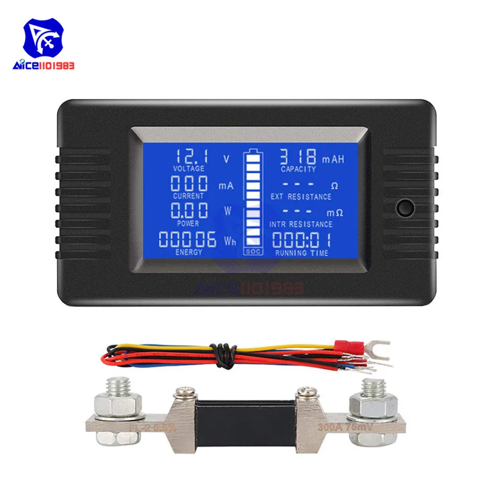 diymore PZEM-015 300A Shunt Battery Tester Voltage Amp Power Capacity Internal & External Resistance Residual Electricity Meter