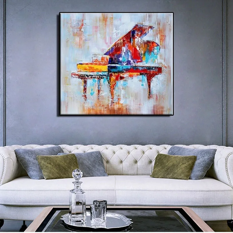 

Handmade Abstract Modern colorful Piano Abstract Style Thick Oil Painting on Canvas For Home Decorative Wall Art Art Frameless