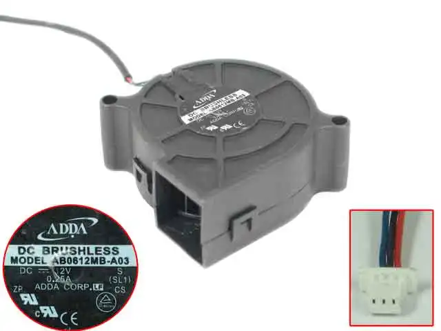 

ADDA AB0612MB-A03 S Server Projector Cooling Fan DC 12V 0.25A 3-Wire