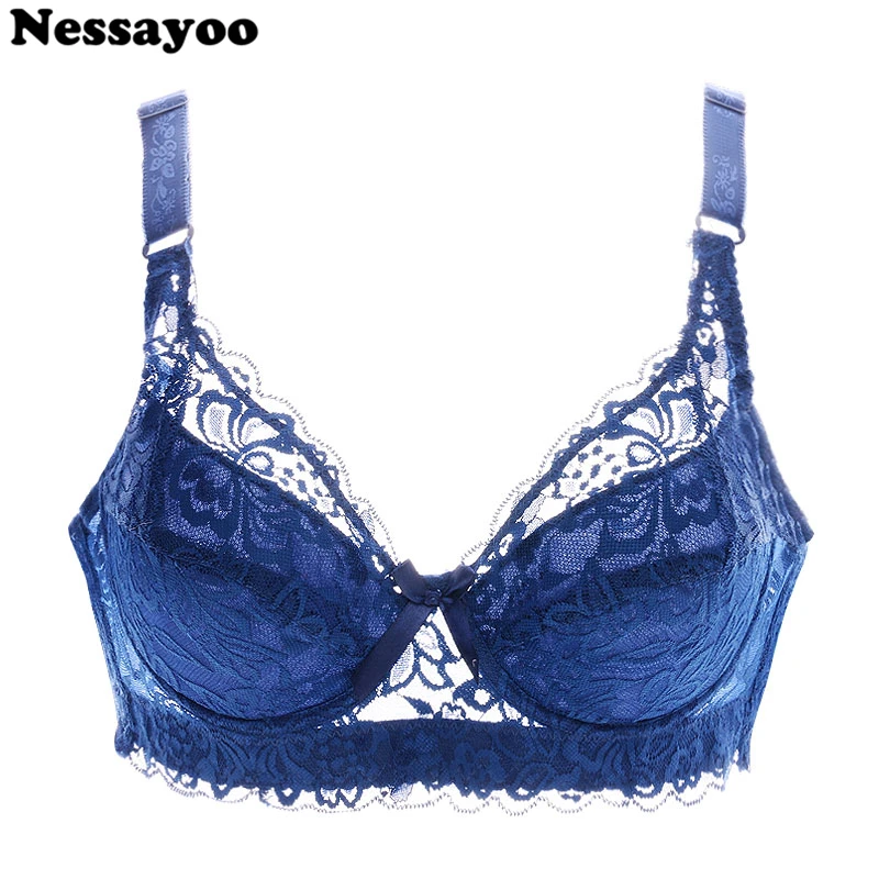 Plus Size Push up Ultra thin Sexy Full Lace Coverage Flower Adjustable Bras Intimates Fashion 75-105 B C D Cup Big Size Lace Bra