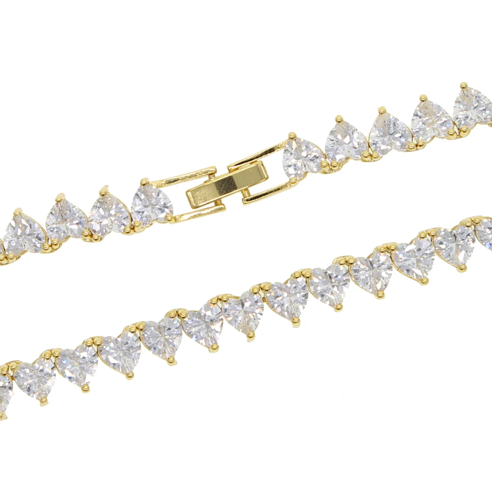 Großhandel 5A Herzförmige CZ Iced Out Bling Herz CZ Tennis-Halskette für Frauen Freundin Valentinstag Geschenk Modeschmuck – Detail 3