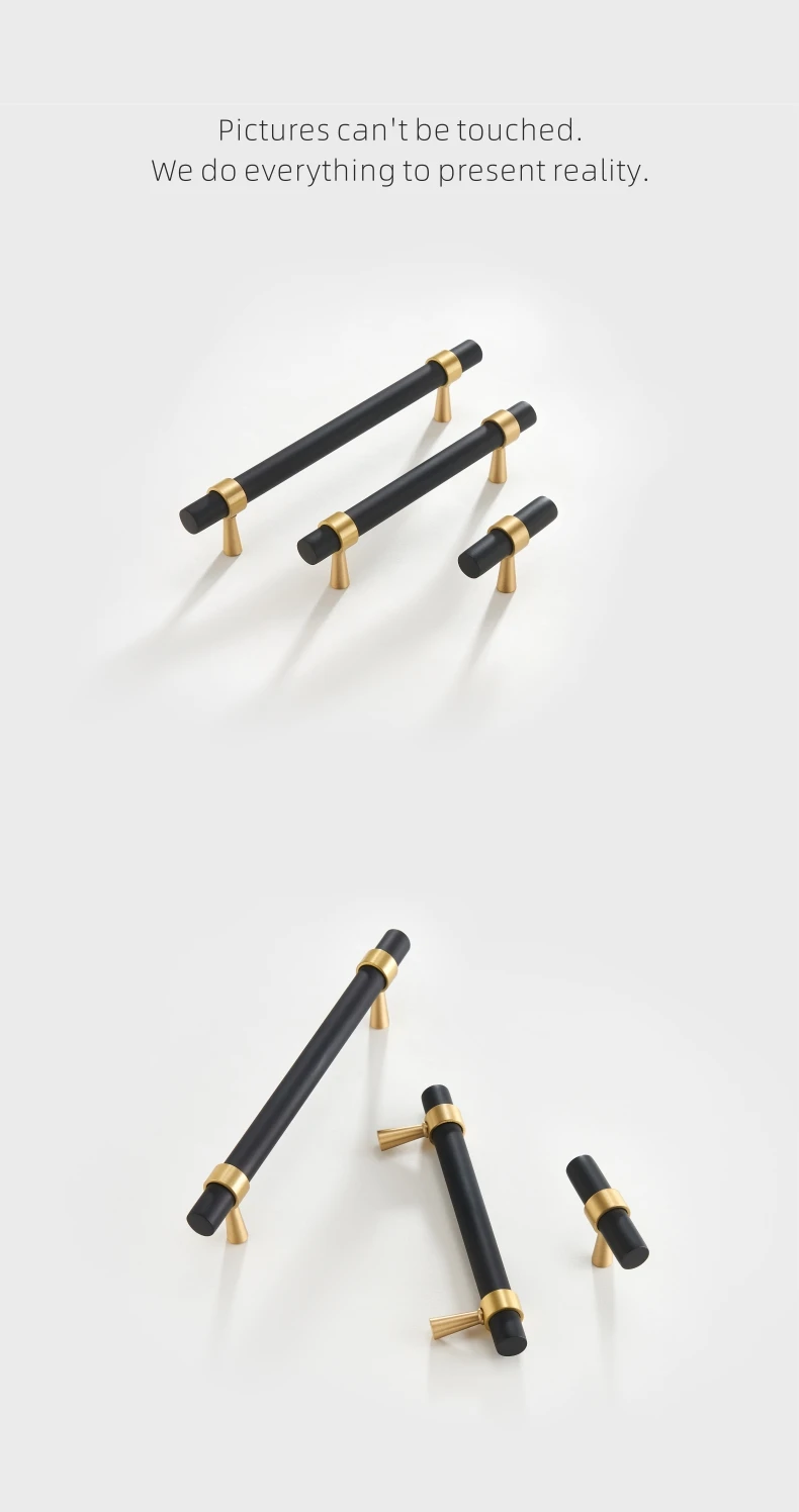 Dooroom Messing-Möbelgriffe T-Bar Leichtes Zweifarbiges Design Schwarz Gold Silber Kleiderschrank Kommode Schrank Schubladengriffe – Detail 10