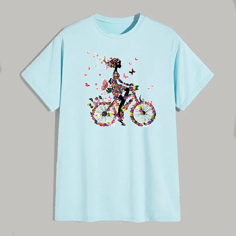 O novo bonito bicicleta menina borboleta remendos para roupas saco lavável transferência de calor vinil adesivos ferro aplique