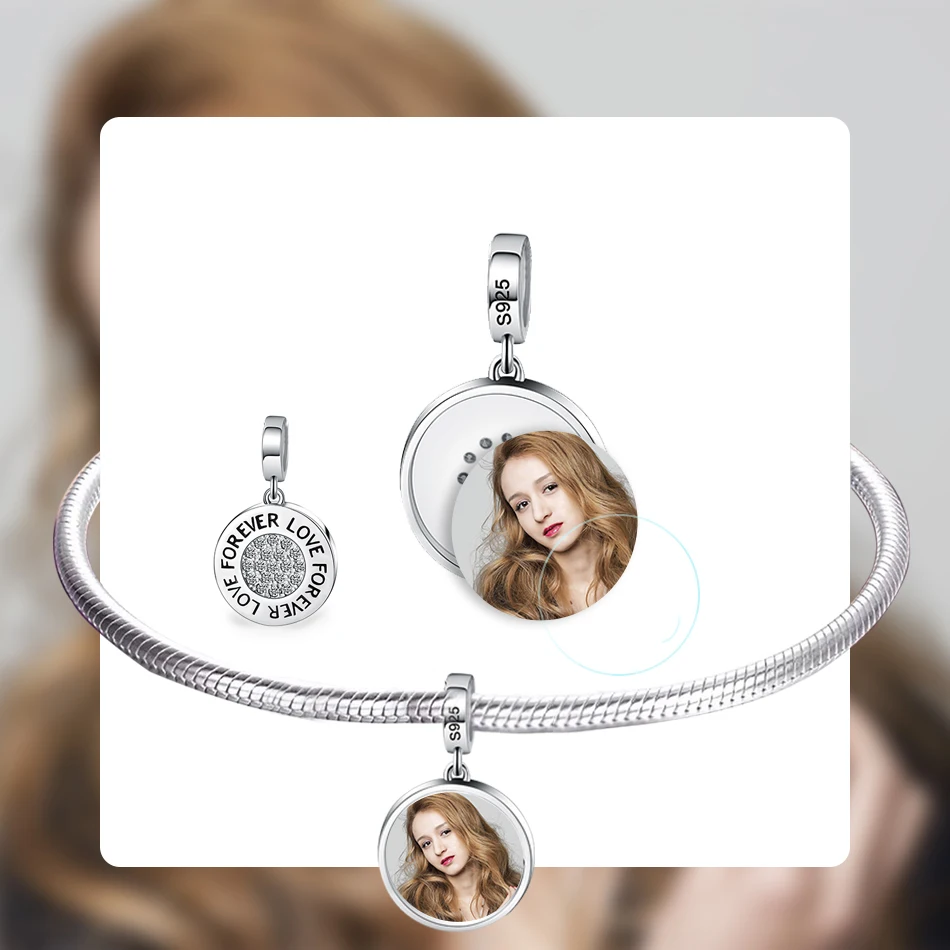 Personalized Custom Photo 925 Sterling Silver Round Charms Beads Fit Bracelet Necklace Pendant Original DIY Jewelry