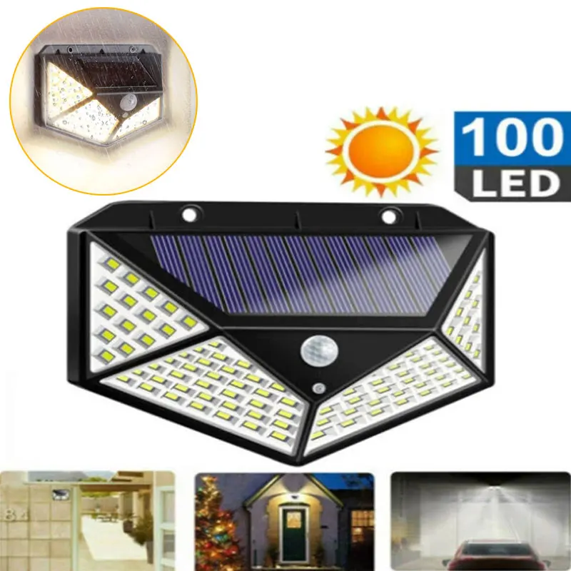 

Outdoor 100 LED Solar Light PIR Motion Sensor Solar Powered Waterproof Solar Lamp Street Lights For Garden Decoration Wall Lamp