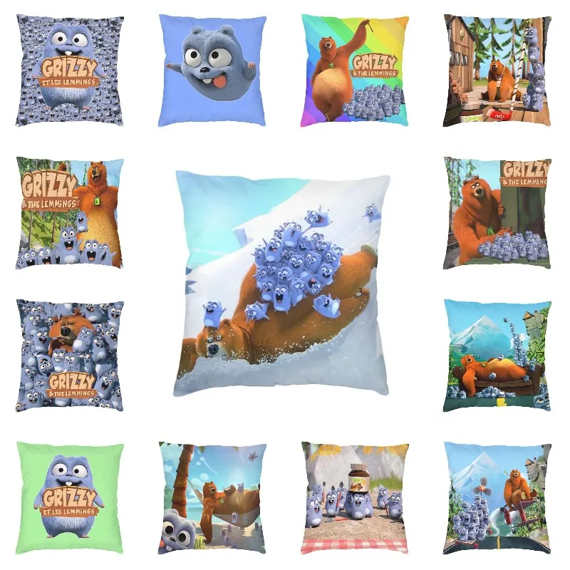 Grizzy And The Lemmings Square Throw Pillow Cover Home Decor 3D Double-sided Printed Cartoon Anime Cushion Cover for Sofa