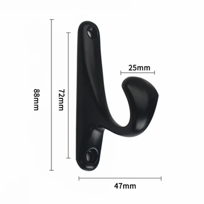 10pcs Black Aluminum alloy Clothes Hook Wall Hanger Chlothes Hat Scarf Key Hanger Furniture Hardware Rack Home Wall Decoration