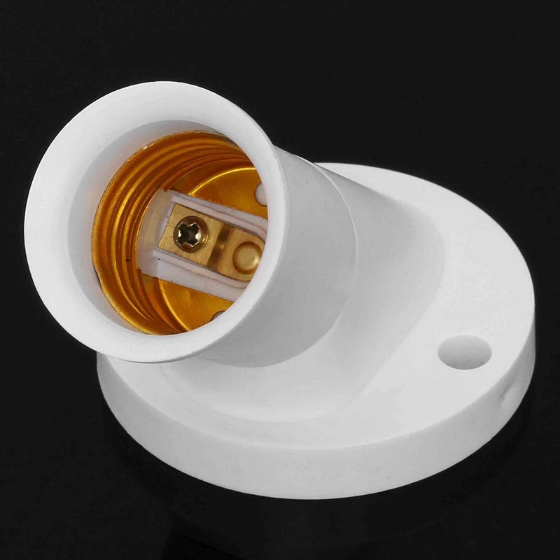 E27 45 Degree Angle Oblique Screw Socket White Plastic Light Bulb Base Wall Lamp Holders Adapter Converter AC 250V 4A