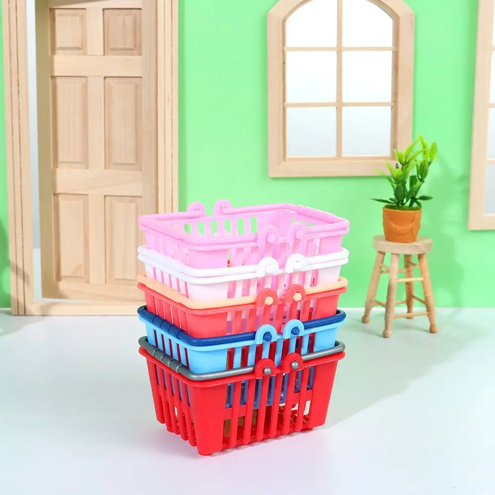 Mini Shopping Basket For Doll House Food Basket Supermarket Shopping Toy Miniature Furniture Model Props Doll Accessories