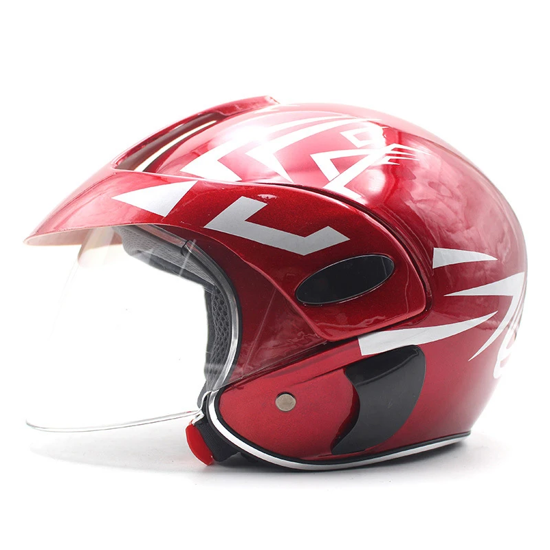 Cascos bonitos de moto para niños, cascos de cara abierta, cálidos, visera transparente, liberación rápida, medio casco, cuatro estaciones, Invierno