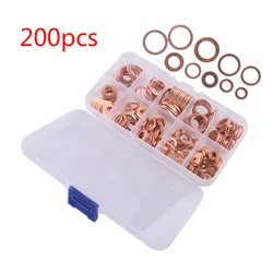 Universal Accessories Car Copper Crush Washer Engine Oil Drain Seal Ring Gasket Set Brake Line Sump Plug Kit 9 Sizes Assortment