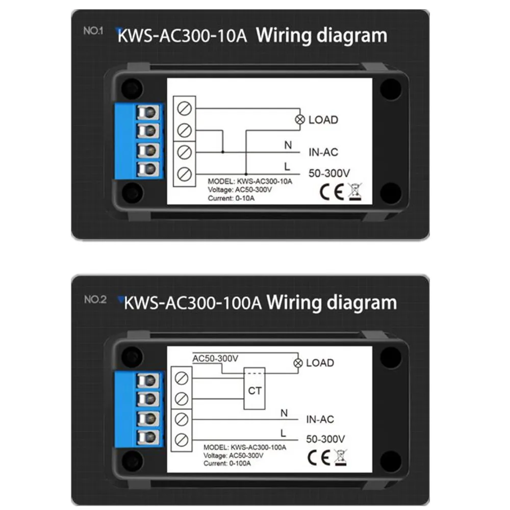 KWS-AC300 Voltímetro digital, AC 50-300V, tensão 45-65Hz, medidor de energia, wattímetro LED, 0-100A Detector, -40%