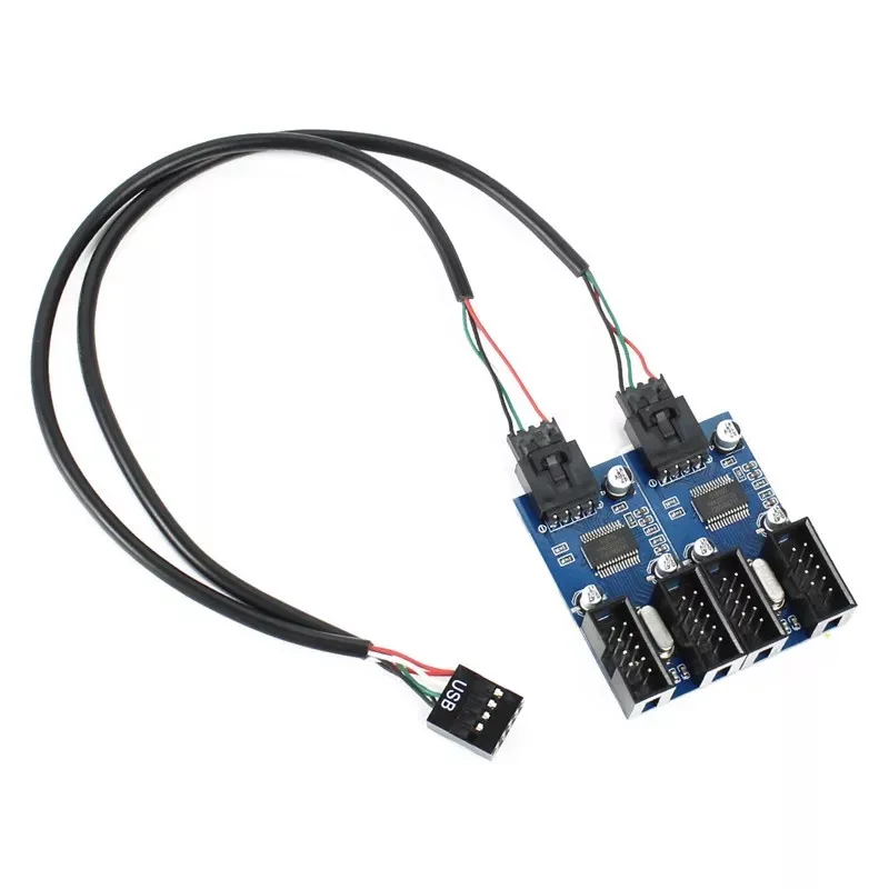 Motherboard USB 2.0 9-pin header connector 1 to 4 expansion hub adapter USB 2.0 male to 4 male 30CM 9-pin internal cable image 2