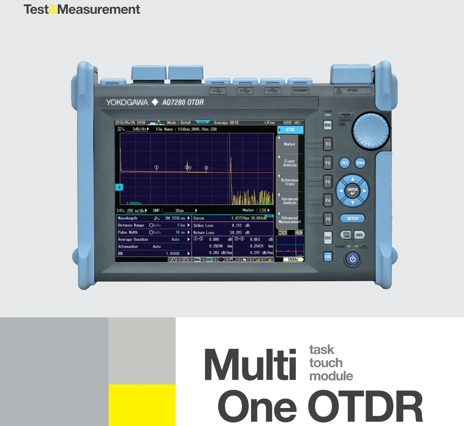 Brand New Yokogawa AQ7280 7282A Optical Time Domain Reflectometer SM OTDR 1310/1550nm, 38/36dB comes with FC/UPC Adaptors