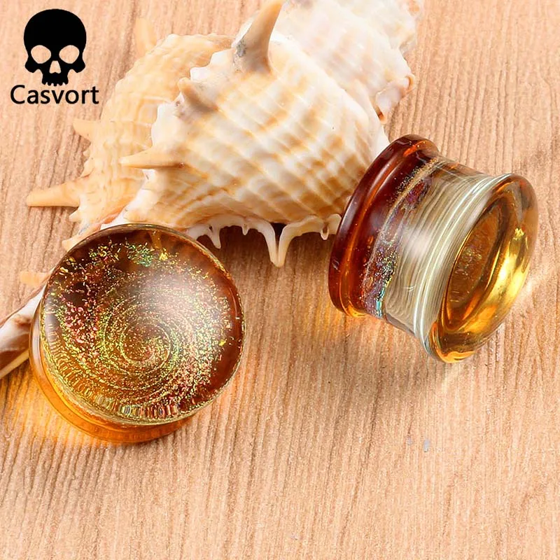 Casvort 2PCS New Glass Ear Body Jewelry Earrings Expanders Piercing Plugs Strechers Ear Gauges Gift For Women Men Gift