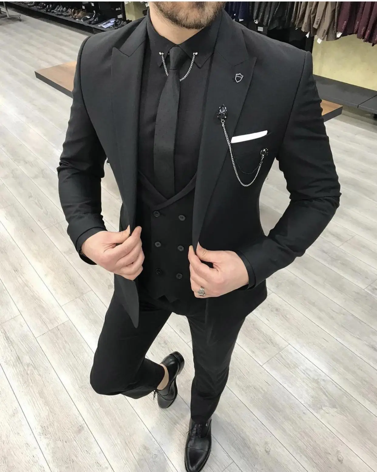 

JELTONEWIN Formal Black Business Men Suits 3 Pieces Terno Masculino Slim Fit Groom Tuxedo For Men Wedding Suits Blazer+Pant+Vest