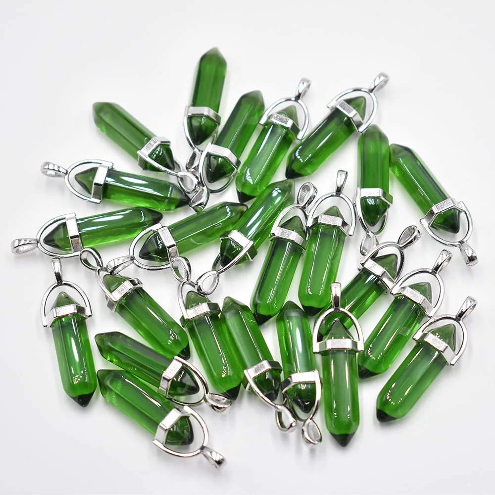 Modische Glas-Mischkristall-Säulenanhänger & Halsketten zur Schmuckherstellung, Charm-Pendel-Accessoire, 24 Stück/Los, Großhandel, versandkostenfrei. – Detail 6