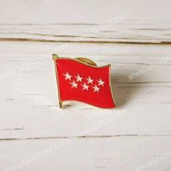 Madrid Flag Lapel Pins Spain Provincial Nationalities Region Brooch Crystal Epoxy Metal Enamel Badge