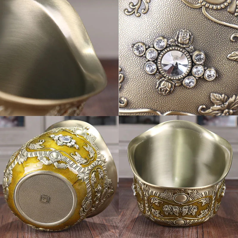 Vintage Multifunctional Desktop Storage Bowl Retro Zinc Alloy Bowl Door Entrance Organizer Desktop Decoration Bowl