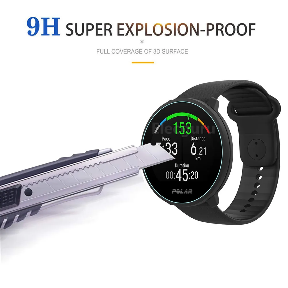 فيلم زجاجي مقوى لساعة اللياقة ، واقي شاشة شفاف ، مضاد للكسر ، مقاوم للخدش ، 3 قطعة