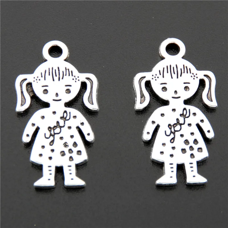 25pcs Charms Lovely Little Girl And Boy Lover Silver Color Pendant For Fit DIY Handmade Jewelry Making Accessorie