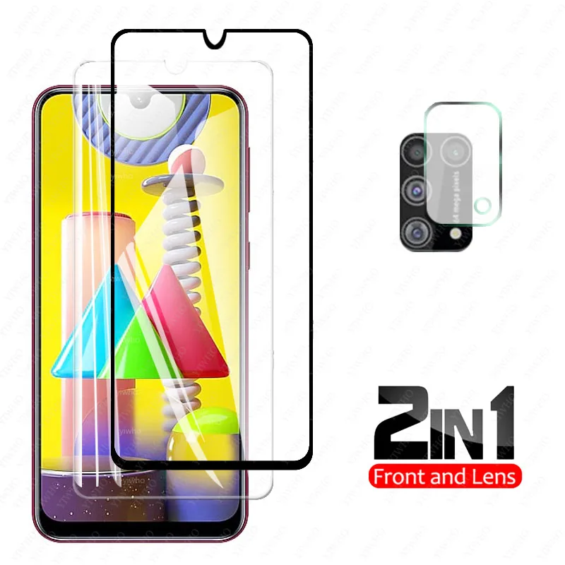 2 In 1 Camera Lens Protective Glass for Samsung Galaxy M31 m 31 m315 Screen Protector Tempered Glass on for Samsung m31