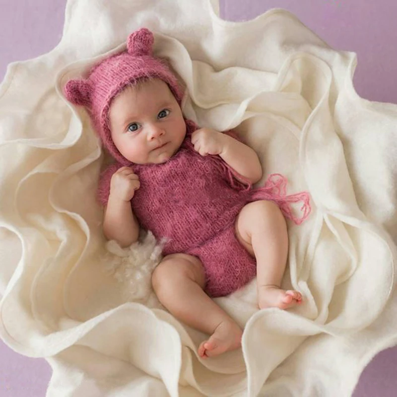 Newborn Baby Photography Props Accessories Backdrop Flower Cashmere Rose Flower Blanket Photo Background Basket Posing