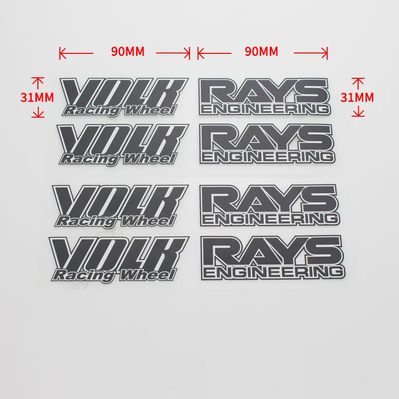 4PCS Car Styling Rim Stickers RAYS VOLK RACING PVC Decoration Tire Wheel Sticker Water Proof