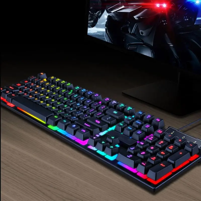 USB Gaming Keyboard 104 Key Mechanical Feeling Keyboard for Computer